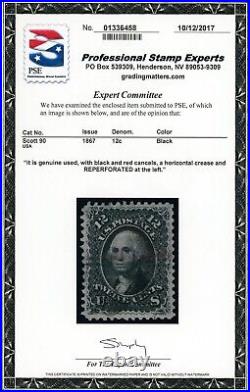 US Stamp #90 Washington 12c PSE Cert USED CV $400.00 See Description