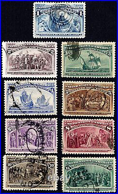 US Stamps # 230-8 Columbians Used Superb Deep Color Hand Picked 1¢ To 15¢
