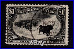 US Stamps 292 CATTLE IN STORM Used, nicely centered & cancelled, Sound. CV$725