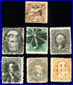 US Stamps # 68,69,71,73,77,78,113 Used Scott Value $1,150.00