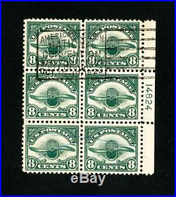 US Stamps # C4 Superb used PB of 6