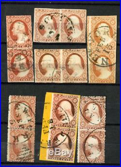 US Stamps Lot of 1850's pairs USED