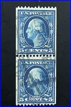 US Stamps Scott #351 Genuine Coil USED PAIR withFoundation Cert. SCV $825 VF