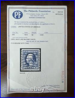 US Stamps Scott #445 Genuine COIL SINGLE USED With PF CERT $250 VF (SEE CERT)