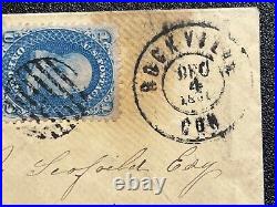 US VIBRANT #63 Vertical Strip of 3 Cover Rockville, CT CDS to Attorney 7C062