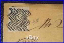 US stamp #1A used on cover rare Binghamton herringbone fancy cancel signed