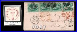 USA #147 (x4) On Cover To Paris France With Lovely Markings