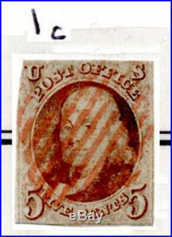 USA 1847, 5c Franklin #1 used