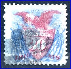 USA 1869 30 Cents Eagle & Flags Carmine & Ultramarine Sg 123 Used Stamp