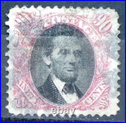 USA 1869 90 Cents Lincoln Carmine & Black Sg 124 Used Stamp
