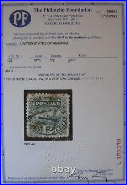 USA 1875 12c SS Adriatic #128 XF with light cancel + PF Certify high value