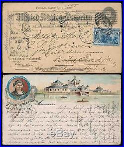 USA 1893 COLUMBIAN EXHIBITION STATIONERY +1c to DUTCH EAST INDIES WORLD FAIR PMK