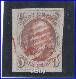 USA #1b Used With Huge Margins & Nice Red Grid Cancel No Faults At All