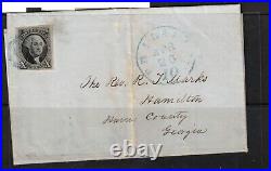 USA #2 Used Fine+ On Folded Letter To Harris County Georgia With Ideal Blue