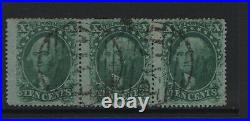 USA #35 Very Fine Used Strip Of Three With Ideal PAID Cancels