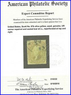 USA #67b Very Fine Used Artfully Repaired Sealed Tear & Reperforated At Top & Rt