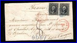 USA #69 Very Fine Used Pair On 1870 Cover To Saint Come France