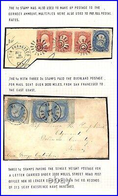 USA POSTAL HISTORY Album Page 1862+ Cover & Piece 1c Franklin San Francisco GH70