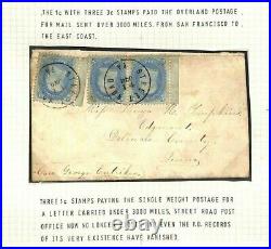 USA POSTAL HISTORY Album Page 1862+ Cover & Piece 1c Franklin San Francisco GH70