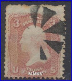 USA Stamps 1861 3c Pink Washington Scott 64 Used CV = $600
