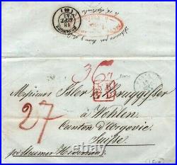 USA TRANSATLANTIC Cover Privately Carried FRANCE Forwarded SWITZERLAND 1843 S11