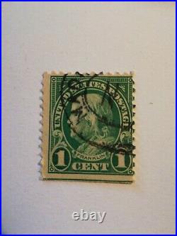 USA stamp 1 cent errore Green linea perf 11 in alto