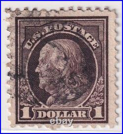 USA stamps 1917 Benjamin Franklin $1 Used BOTH SIDE PRINT READ DESCRIPTION