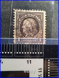 USA stamps 1917 Benjamin Franklin $1 Used BOTH SIDE PRINT READ DESCRIPTION