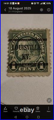United States 1-cent Benjamin Franklin Postage Stamp with A LOUISVILLE KY United States 1-cent Benjamin Franklin Postage Stamp with A LOUISVILLE KY