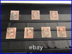 United States 1861 George Washington pink blue cancel & other used stamps A12658 United States 1861 George Washington pink blue cancel & other used stamps A12658