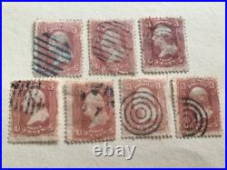 United States 1861 George Washington pink blue cancel & other used stamps A12658 United States 1861 George Washington pink blue cancel & other used stamps A12658