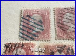 United States 1861 George Washington pink blue cancel & other used stamps A12658 United States 1861 George Washington pink blue cancel & other used stamps A12658