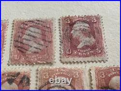 United States 1861 George Washington pink blue cancel & other used stamps A12658 United States 1861 George Washington pink blue cancel & other used stamps A12658