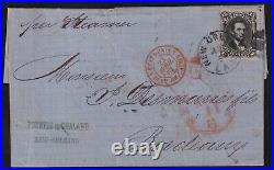 United States 1867 15c black Lincoln New Orleans to Bordeaux France Cover withCert