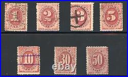 United States 1891 Postage Dues Sc# J22-J28 Used VF Set Rare