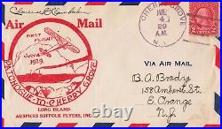 United States 1929 Aviator Clarence Chamberlin Signed Cherrry Grove Cachet Cover