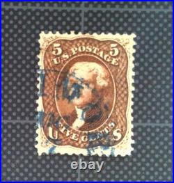 United States 75 5c Scott #75, Red Brown VF SCV $425 Blue Town Cancel Fresh