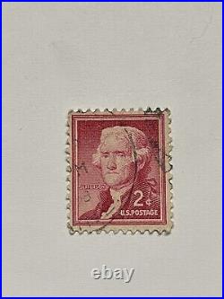 United States Postage Stamp Thomas Jefferson 2? Red Posted c. 1954 04
