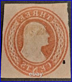 United States RRR 1850s Three Cents Washington Printed on both sides U10 Buff