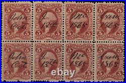United States Revenue Stamps R28c Playing Cards Block of 8 $400 Scott as 2 4s