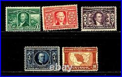 United States stamps #323-327, 2 MNH (1c & 2c), 3MH, 1 used, full set SCV $347.00