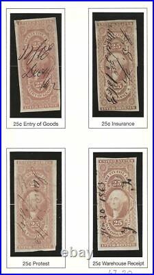 Us 1862-1871 CIVIL War Imperf Issues Of First Revenue Stamp Collection Of 20