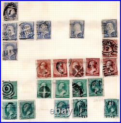 Us 1880-1950 Huge Accumulation Of 1750+ Stamps On Old Blue Ribbon Loose Leaf