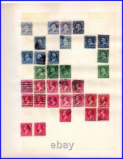 Us 1880-1950 Huge Accumulation Of 1750+ Stamps On Old Blue Ribbon Loose Leaf