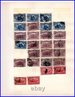 Us 1880-1950 Huge Accumulation Of 1750+ Stamps On Old Blue Ribbon Loose Leaf