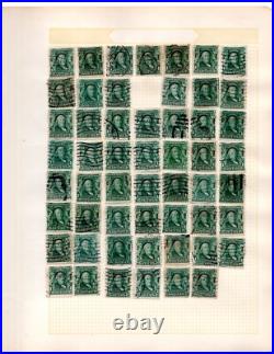 Us 1880-1950 Huge Accumulation Of 1750+ Stamps On Old Blue Ribbon Loose Leaf