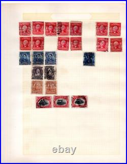 Us 1880-1950 Huge Accumulation Of 1750+ Stamps On Old Blue Ribbon Loose Leaf