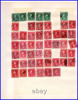 Us 1880-1950 Huge Accumulation Of 1750+ Stamps On Old Blue Ribbon Loose Leaf