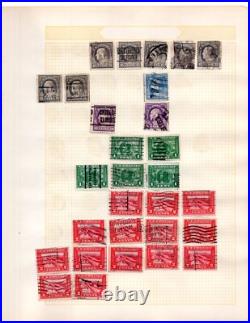Us 1880-1950 Huge Accumulation Of 1750+ Stamps On Old Blue Ribbon Loose Leaf