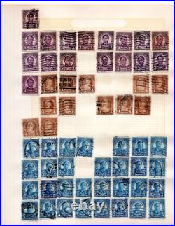 Us 1880-1950 Huge Accumulation Of 1750+ Stamps On Old Blue Ribbon Loose Leaf